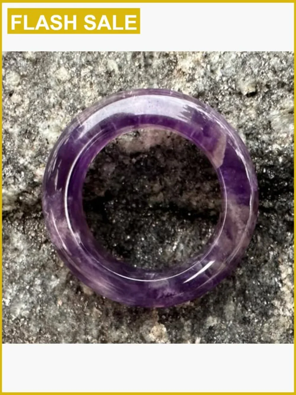 Natural Amethyst Raw Stone Ring Hand Carved Solid Crystal Band Size 7